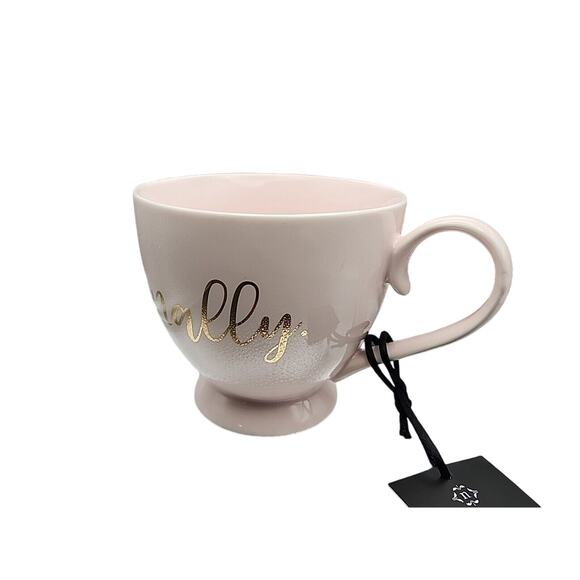 NWT Nanette Lepore Pink Matte "Finally" Footed Coffee Mug Quality Porcelain - Picture 3 of 11